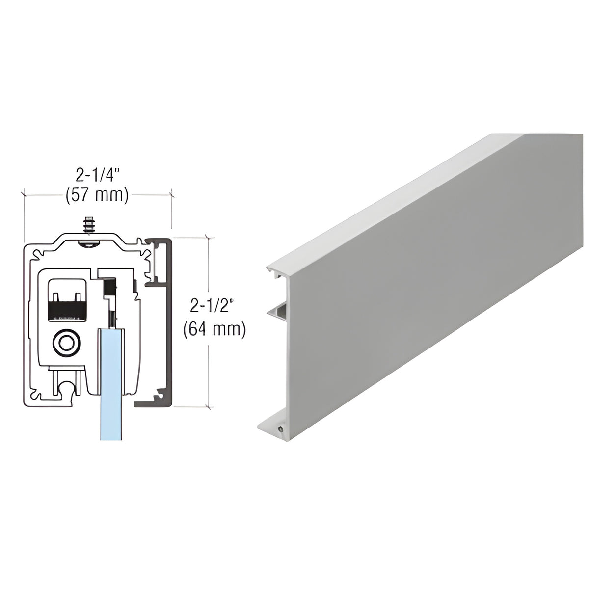 CRL285 Series Brushed Stainless Anodized Top Track Cover - 118"