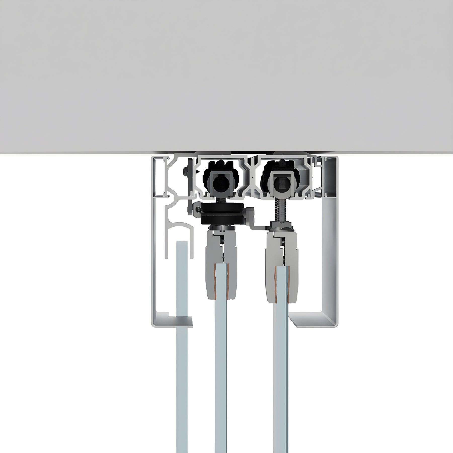 CRL50 Series Two Panel Telescoping Behind Fixed Panel Ceiling Mount Kit - Right Stacking Direction