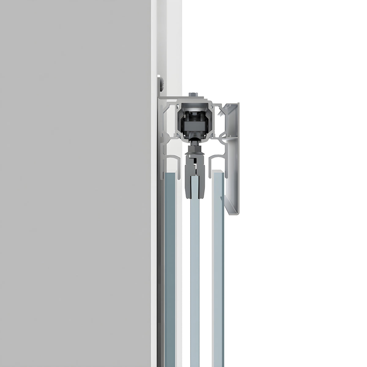 CRL70 Satin Anodized Series Single Sliding Door with Two Fixed Panels Wall Mount Kit