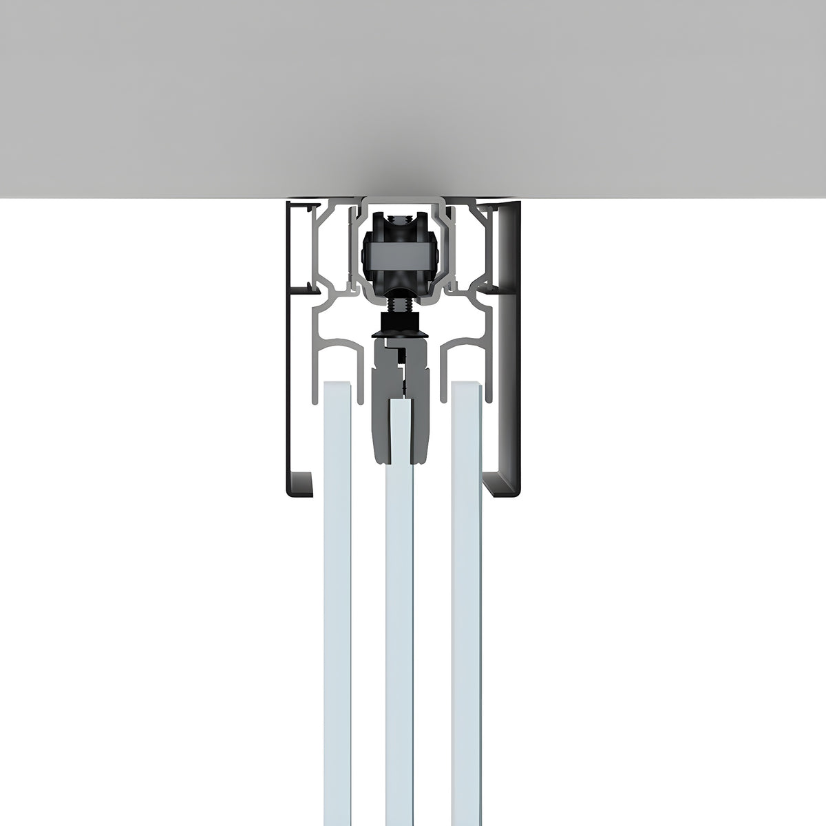 CRL70 Matte Black Series Single Sliding Door with Two Fixed Panels Ceiling Mount Kit