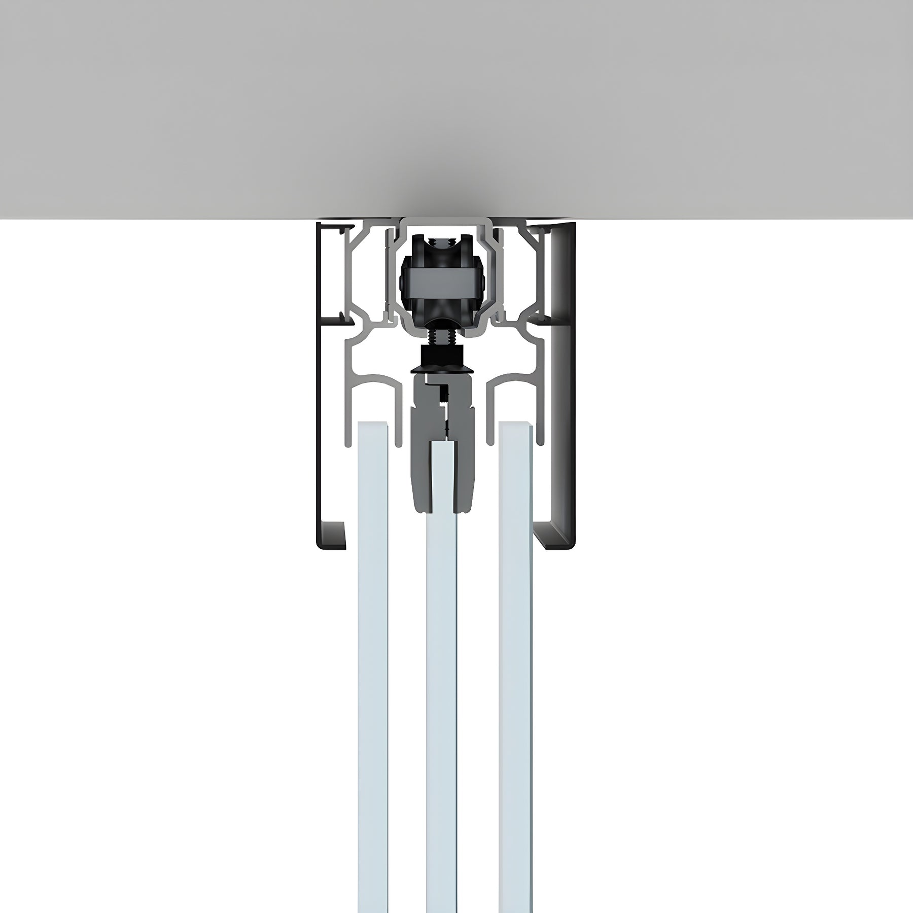 CRL70 Matte Black Series Single Sliding Door with Two Fixed Panels Ceiling Mount Kit