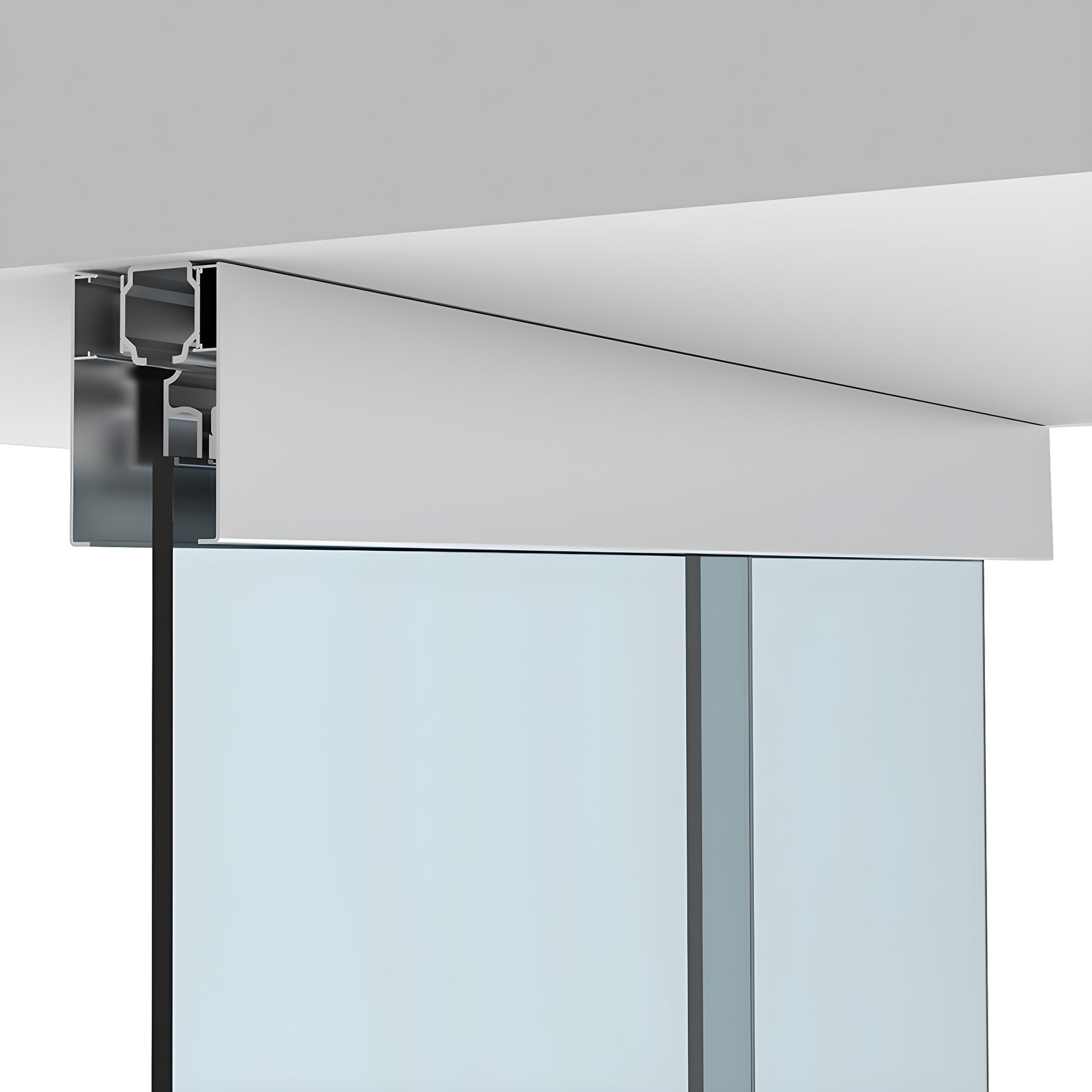 CRL70 Satin Anodized Series Single Sliding Door with Fixed Panel Ceiling Mount Kit