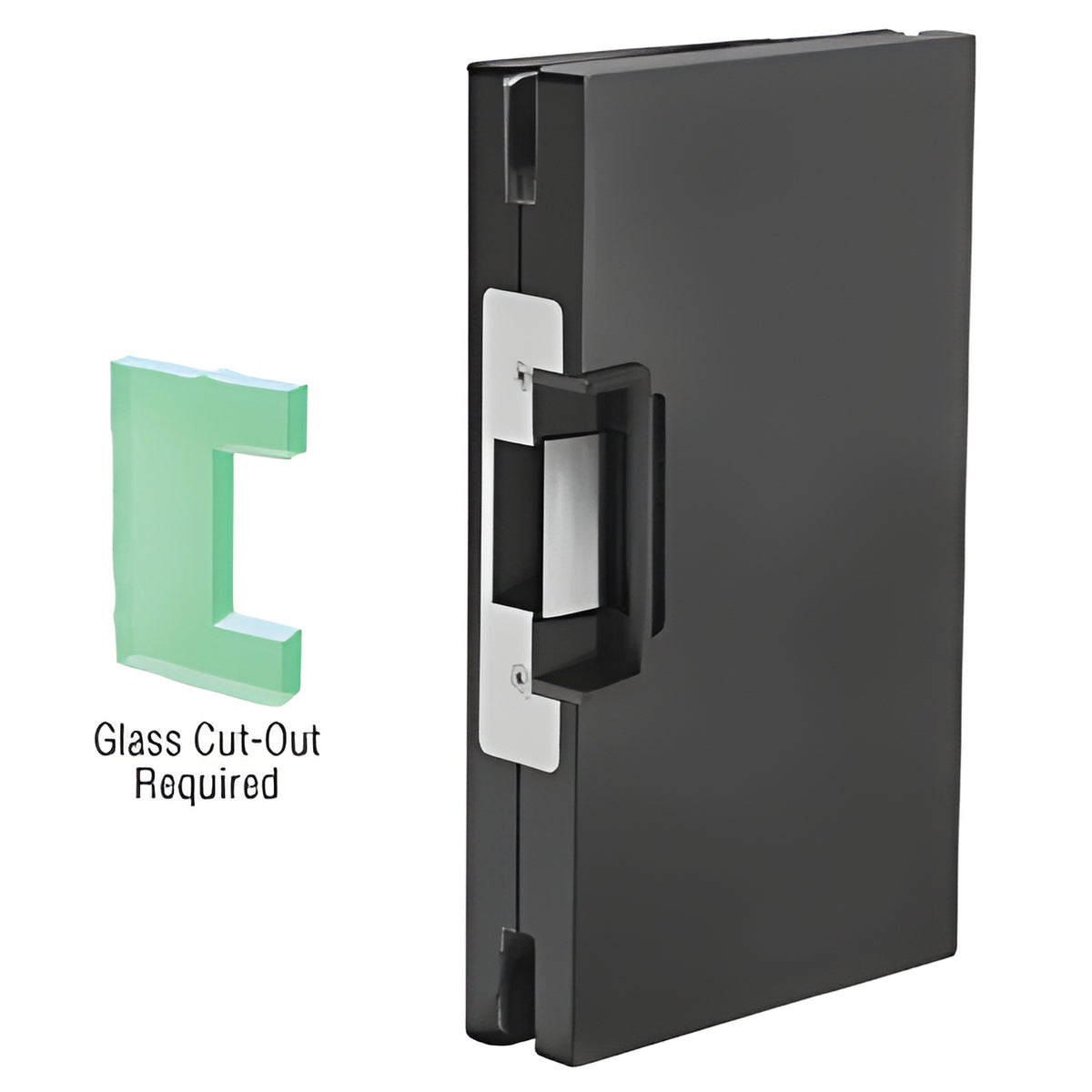 CRL Matte Black 6" x 10" RH/LHR Custom Center Lock Glass Keeper with Deadlatch Electric Strike