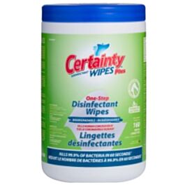 Certainty Biodegradable Plus Disinfectant Wipes - 160 Sheets x 6 canisters / Case
