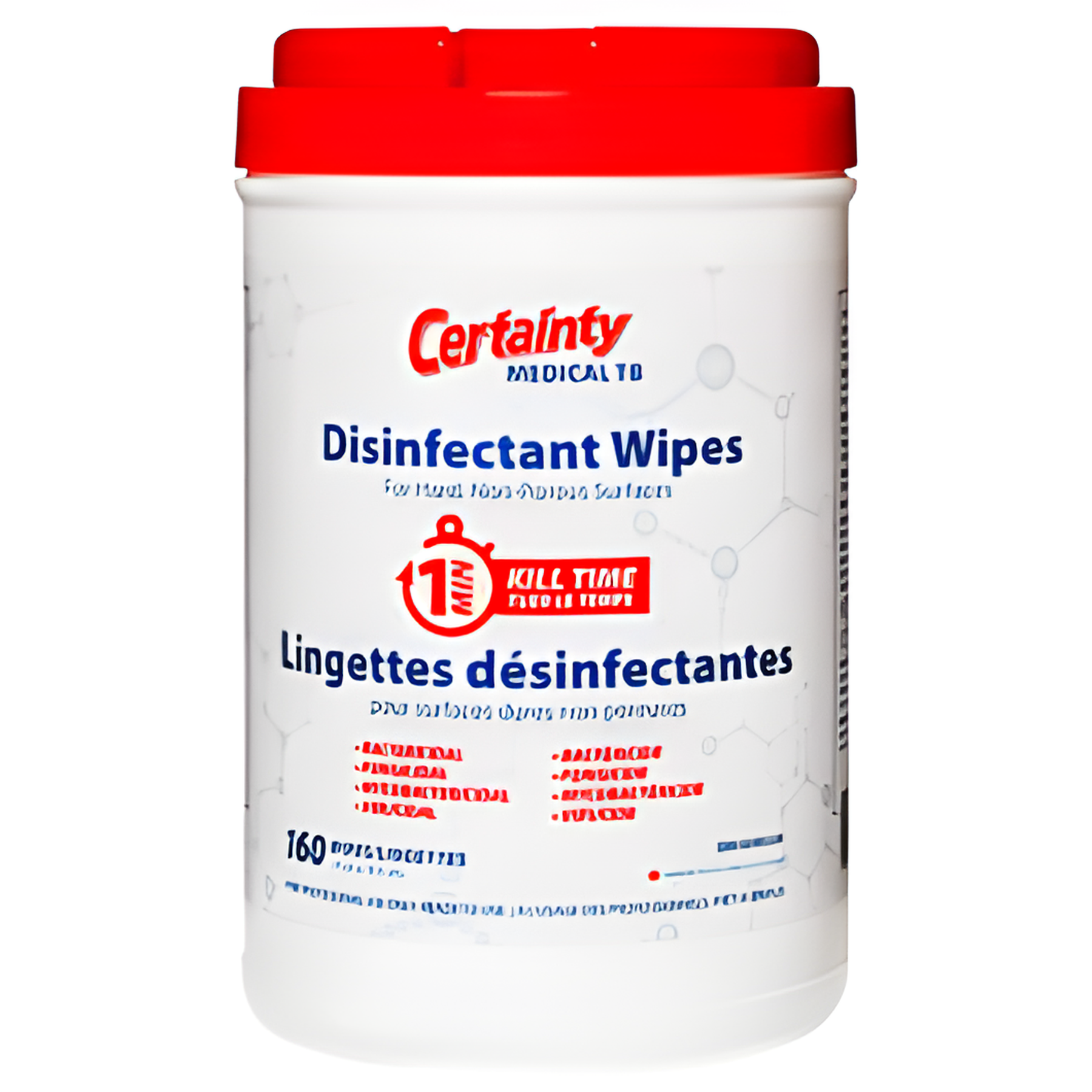 Certainty Medical TB Disinfectant Wipes Canister 6.4" x 6.5" - 160 Wipes x 6 Canisters / Case