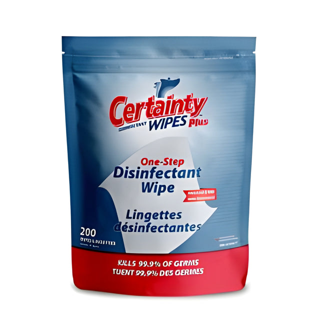 Certainty Plus Disinfectant Wipes Pouch 6.7" x 7"- 200 wipes x 6 Pouches / Case, 200 Sheets