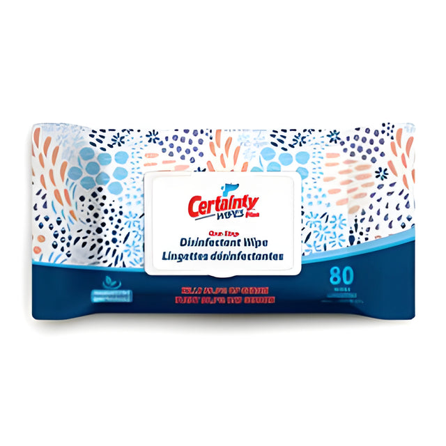 Certainty Plus Disinfectant Wipes Flat Pack 8" x 6"- 80 wipes 12 Flat Packs / Case, 80 Sheets