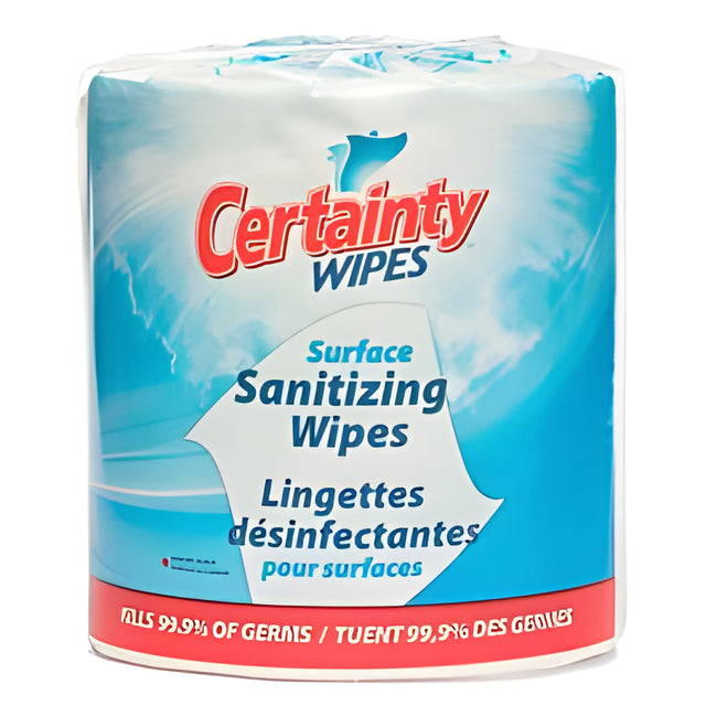 Certainty Surface Sanitizing Wipes Large Roll 8" x 6"- 1500 wipes x 2 Rolls / Case