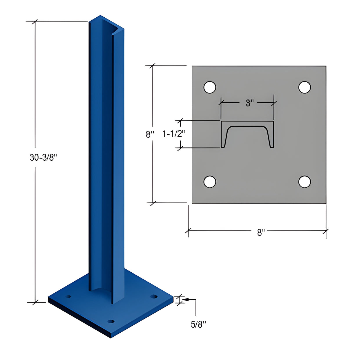 CRL 30" Custom Cielo C-Shape Surface Mounted Stanchion