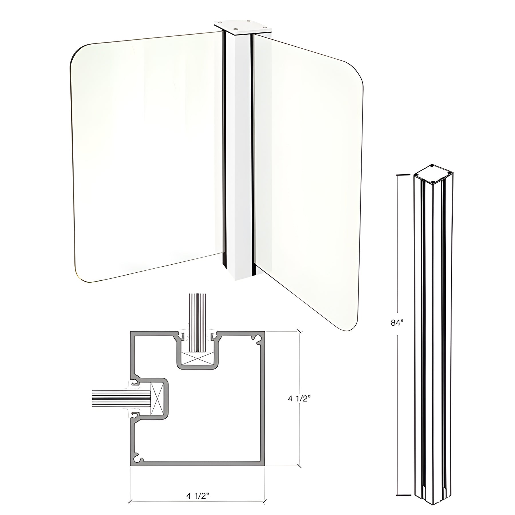 CRL 84" Sky White Cielo Corner Post Kit