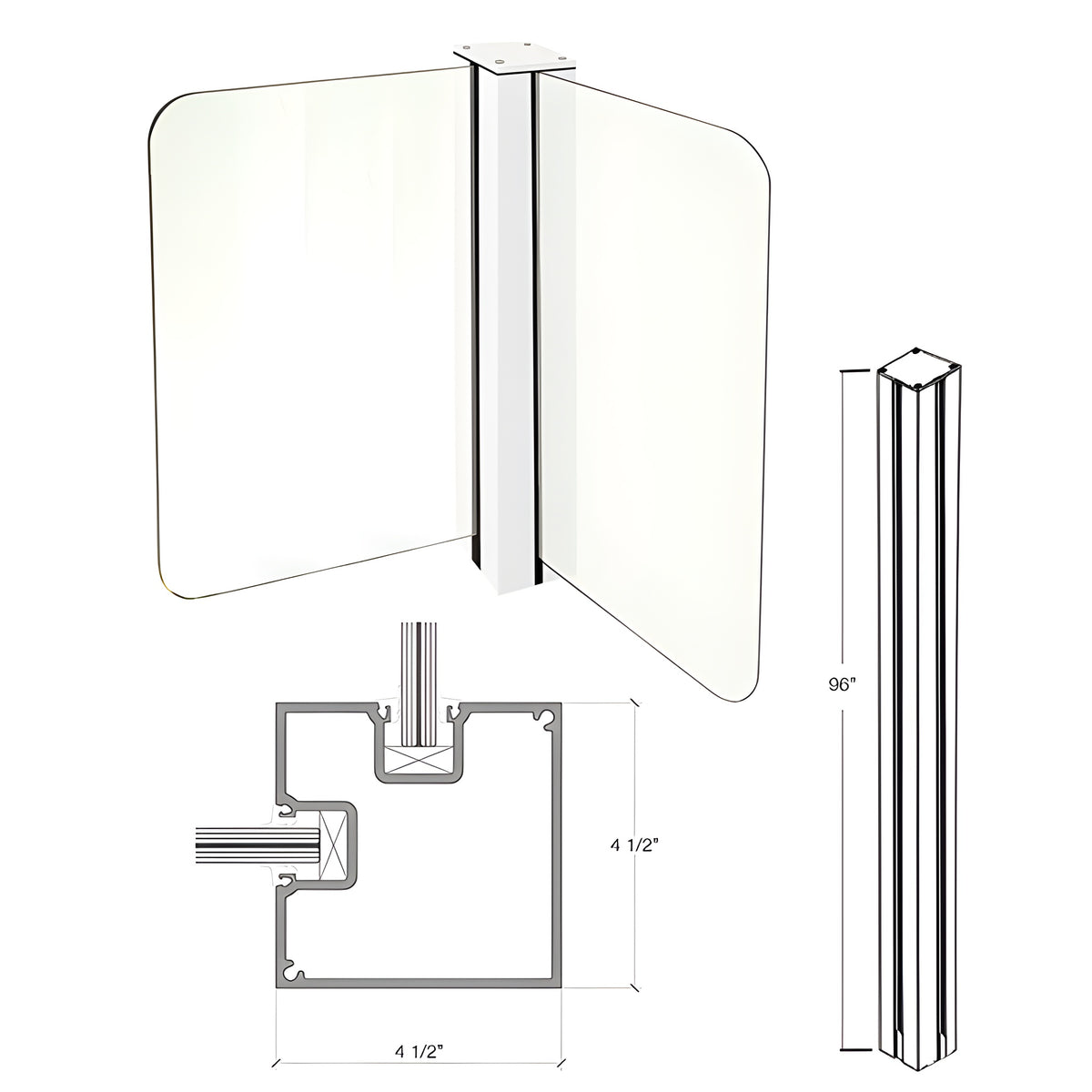 CRL 96" Sky White Cielo Corner Post Kit