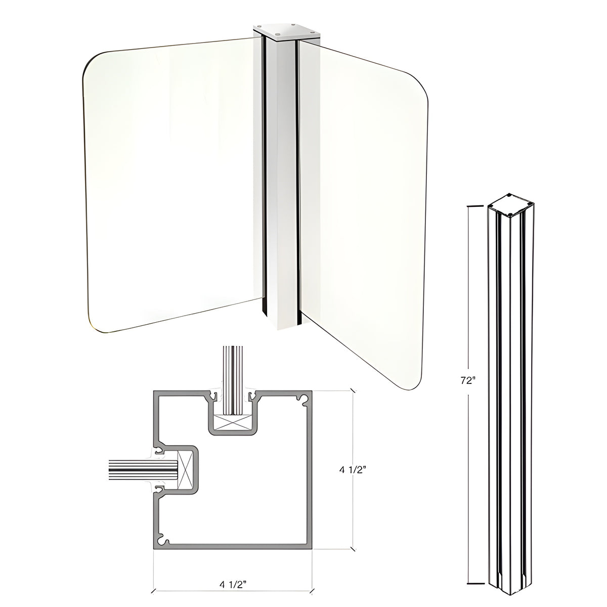 CRL 72" Metallic Silver Cielo Corner Post Kit