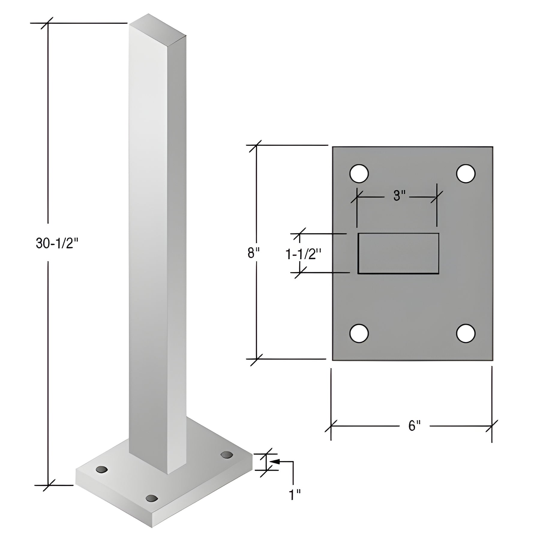 CRL 30" Silver Metallic Cielo Solid Stanchion