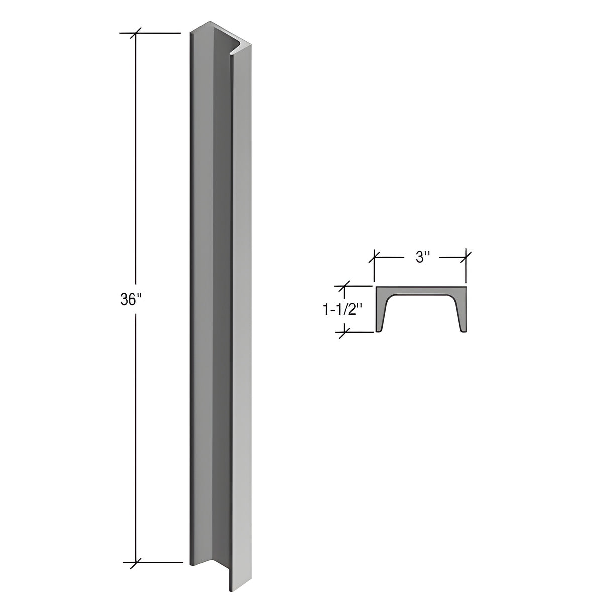 CRL 36" Cielo C-Shape Core Mount Stanchion