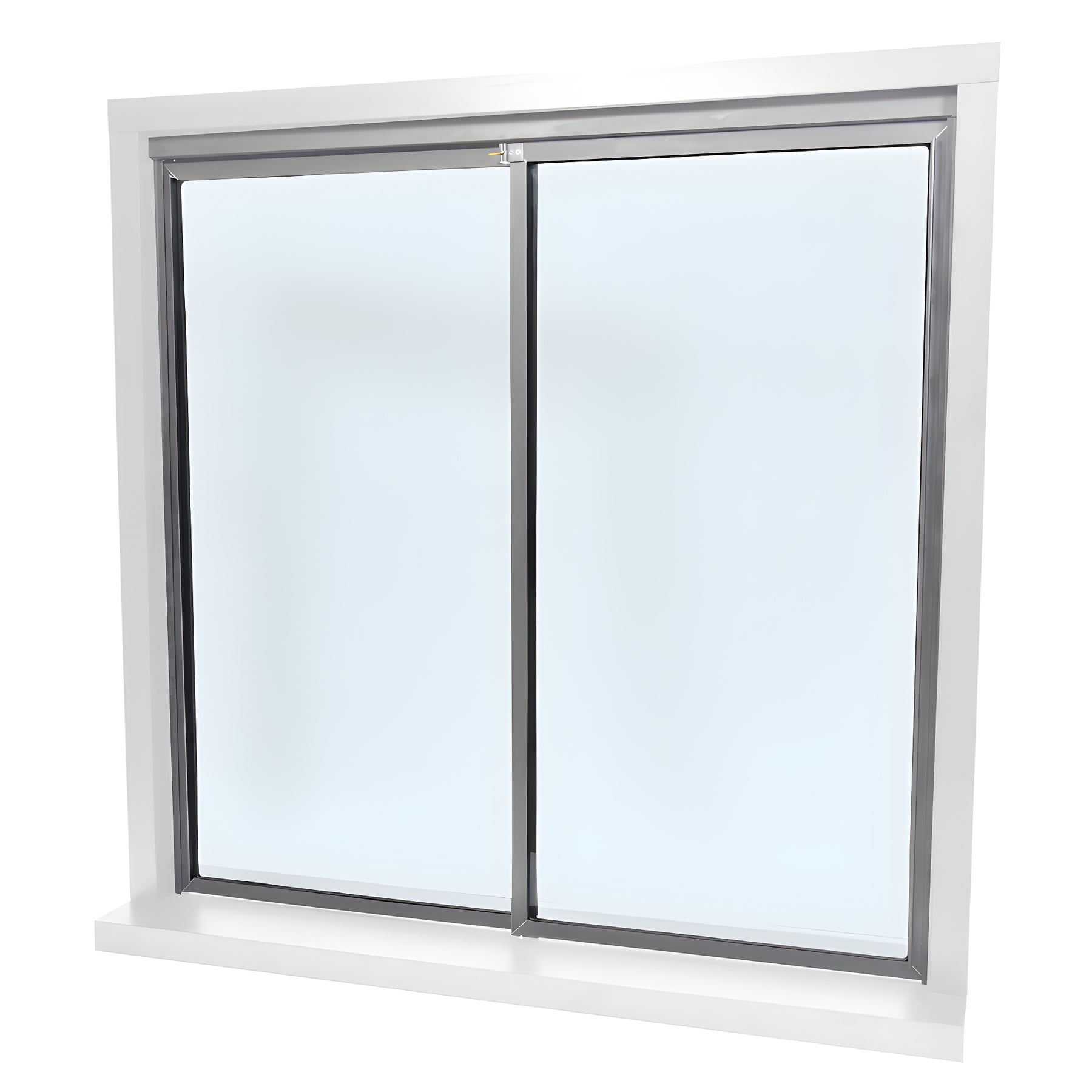 CRL Daisy Satin Anodized Factory Glazed with 1/4" Tempered Glass Pass-Thru Assembly 36" Width 48" Height