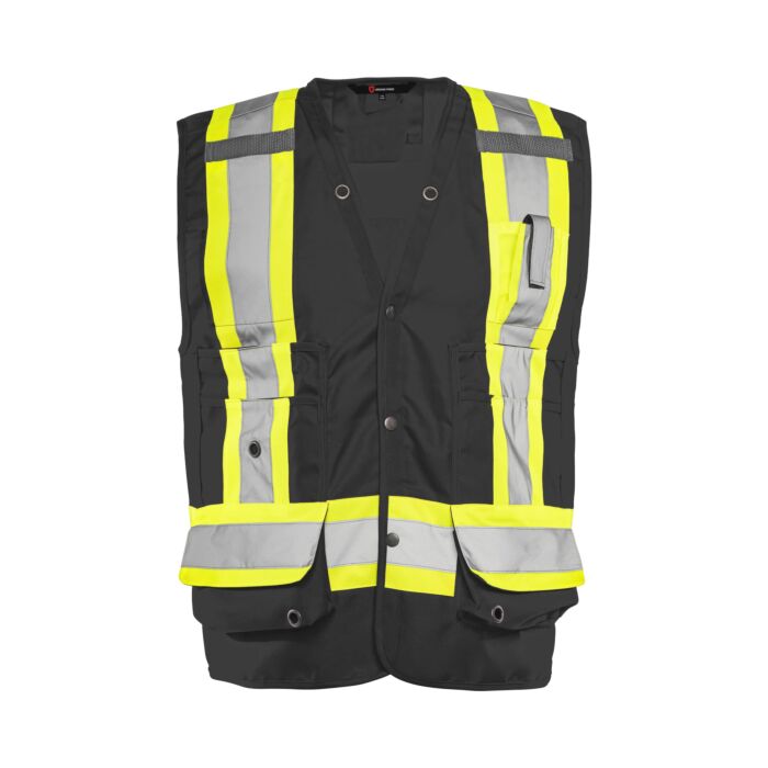 Deluxe Surveyor Vest, 4" Refl. Tape, Black, 3XL- 1 Each