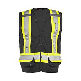 Deluxe Surveyor Vest, 4" Refl. Tape, Black, Small- 1 Each