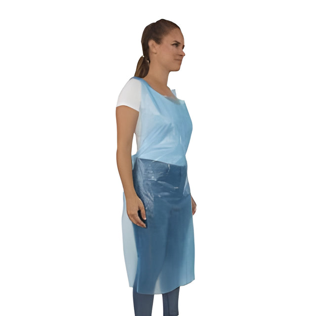 Disposable Poly Aprons, 1 mil Blue – 100/Bag
