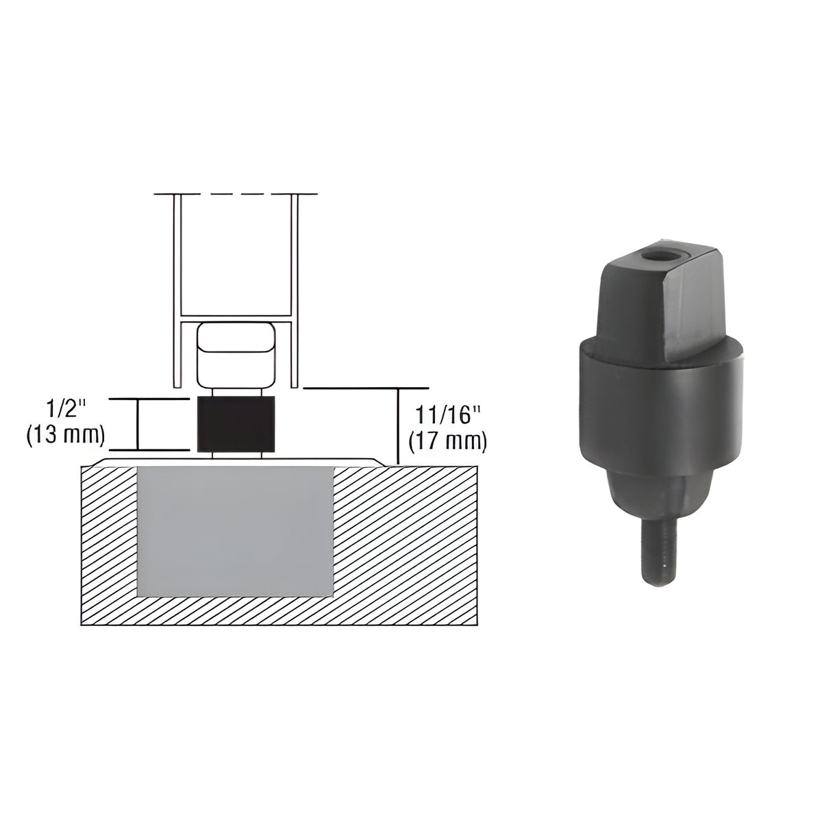 Dormakaba® 3/4" Clearance, 3º Left Hand Offset Tapered Type Spindle
