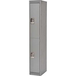 Double Tier Lockers, Bank of 1, 12"x 18"x 72", Grey- 1 Each