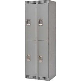 Double Tier Lockers, Bank of 2, 24"x 18"x 72", Grey- 1 Each