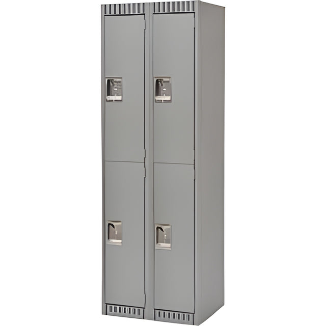 Double Tier Lockers, Bank of 2, 24"x 18"x 72", Grey