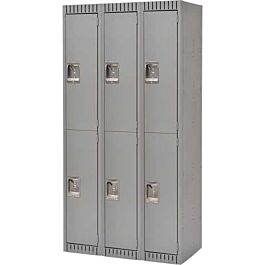 Double Tier Lockers, Bank of 3, 36"x 18"x 72", Grey- 1 Each