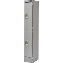 Double Tier Lockers, with Recessed Base, Bank of 1, 12"x 18"x 76", Grey- 1 Each