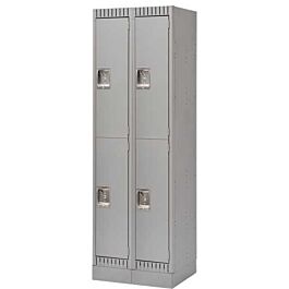 Double Tier Lockers, with Recessed Base, Bank of 2, 24"x 18"x 76", Grey- 1 Each