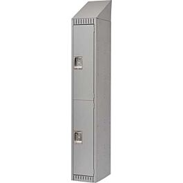 Double Tier Lockers, with Slope Top, Bank of 1, 12"x 18"x 82", Grey- 1 Each
