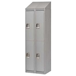 Double Tier Lockers, with Slope Top, Bank of 2, 24"x 18"x 82", Grey- 1 Each