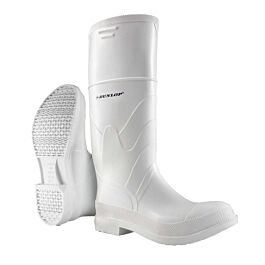 Dunlop White PVC Boot, Steel Toe, Size 8- 1 Pair