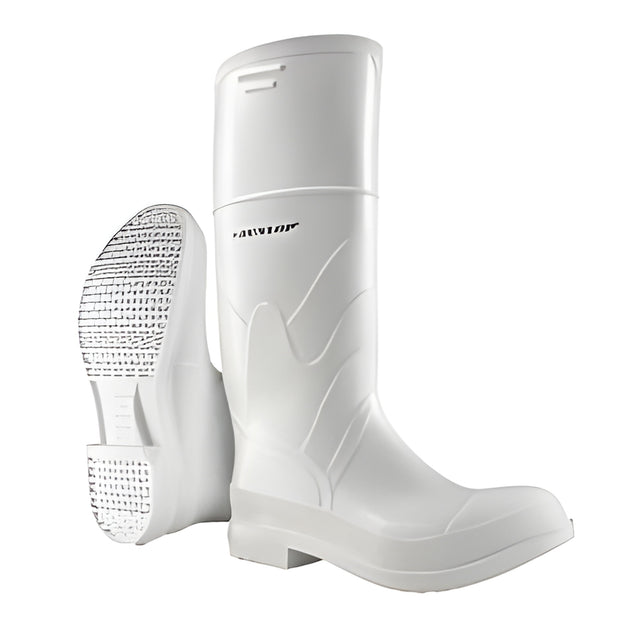 Dunlop White PVC Boot, Steel Toe, Size 8 – Pair