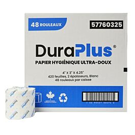 DuraPlus Standard Bathroom Tissue,2 Ply, 420 sheets / Roll- 48 Rolls / Case