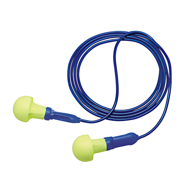 E-A-R Push-Ins Earplugs, Corded, Polybag, Metal Detectable, One Size Fits All – 200 Pairs/Box