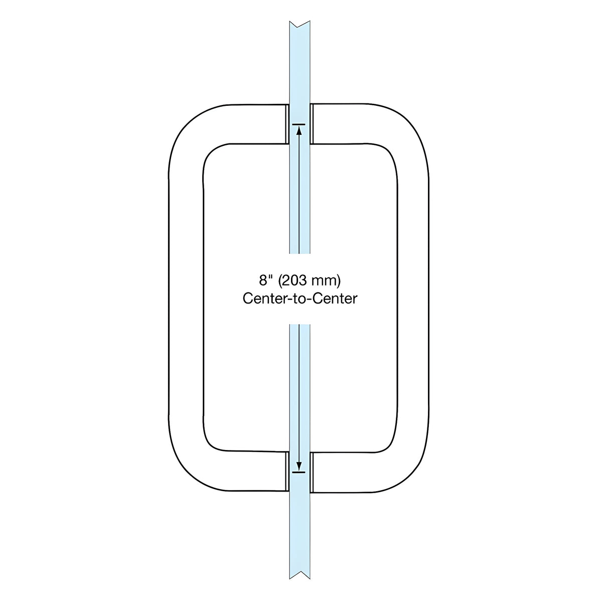 CRL Polished Brass 8" Back-to-Back Solid 3/4" Diameter Pull Handles Without Metal Washers