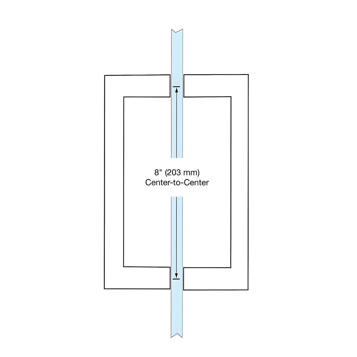 CRL Dark Brushed Bronze 8" x 8" SQ Series Square Tubing Back-to-Back Pull Handles