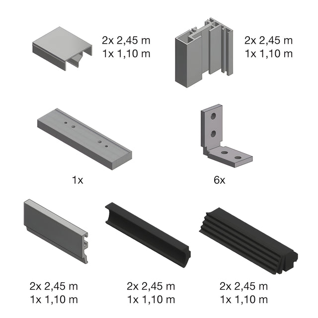 Fallbrook Matte Black Center Pivot Door Frame Kit for Adjacent Fixed Panels