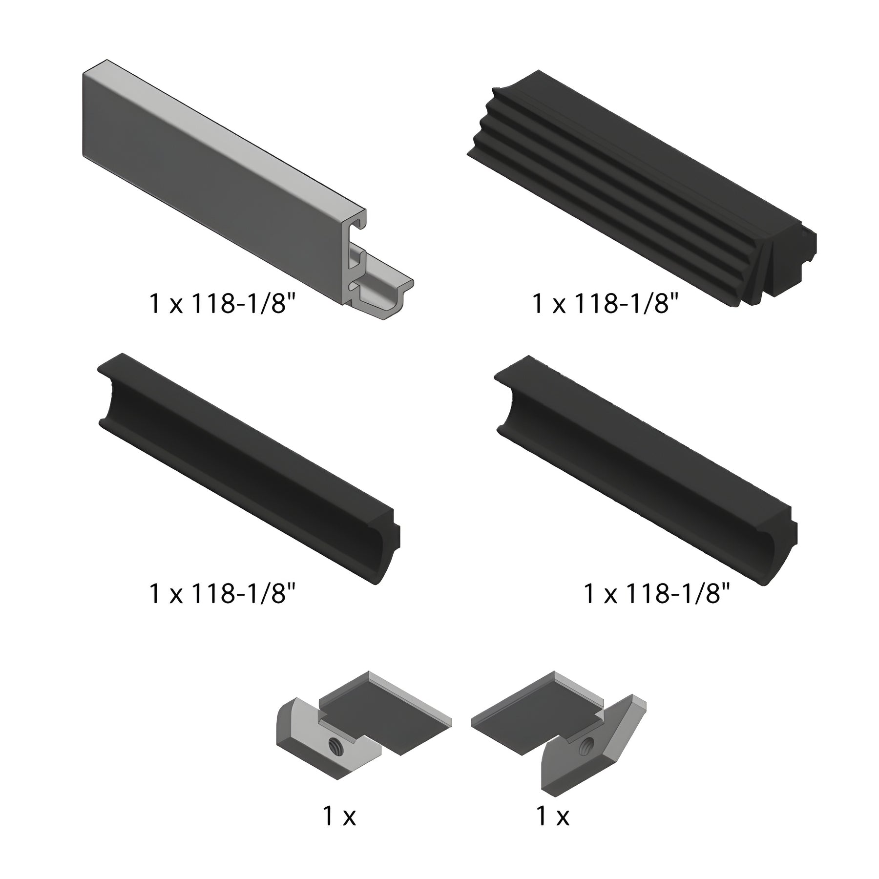Fallbrook Matte Black Transom Header Set 118" Length