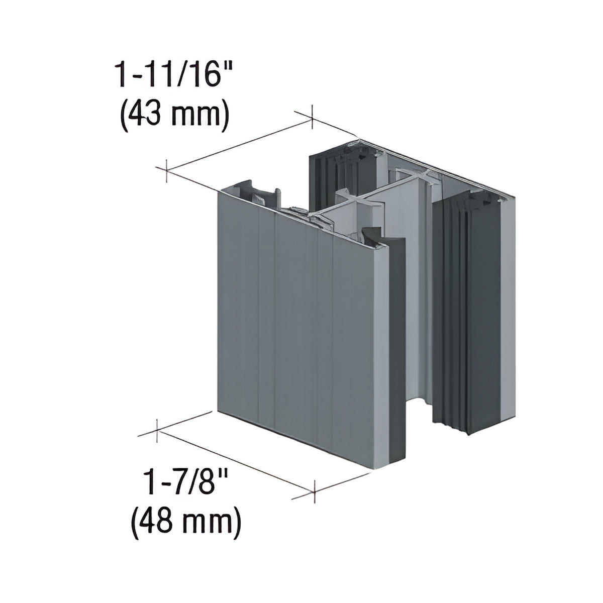 Fallbrook XL Satin Anodized Intermediate Vertical Mullion Set 118" Length