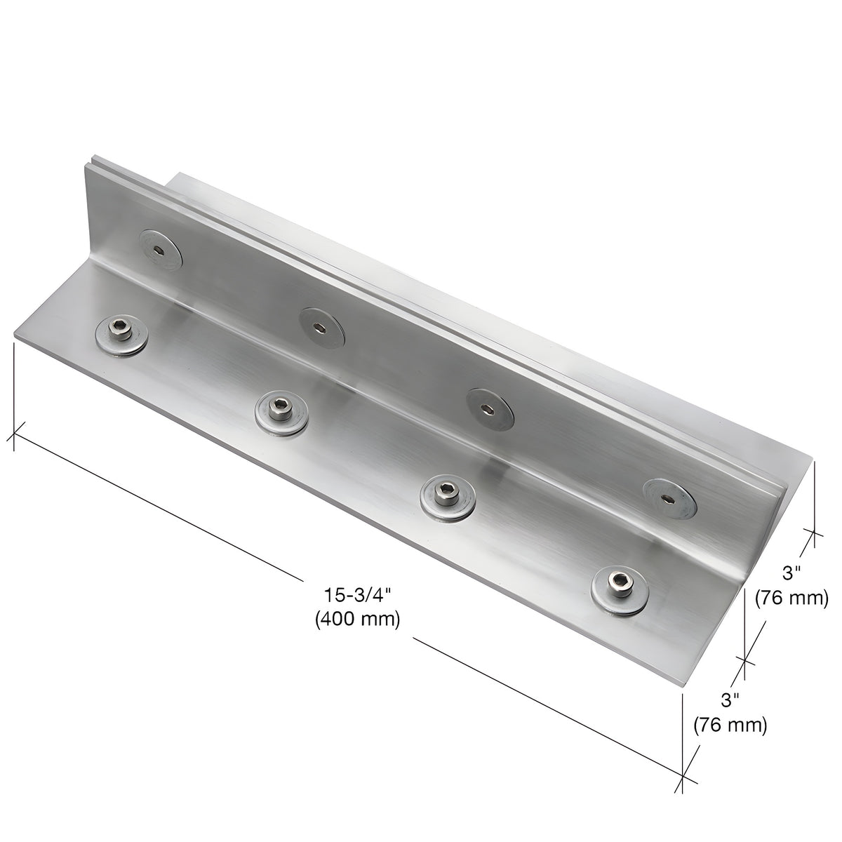 CRL 316 Brushed Stainless 16" Fin Top/Bottom Shoe Fitting for 3/4" Glass