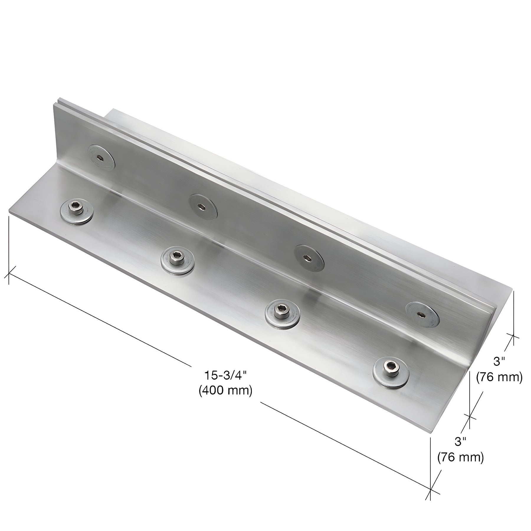 CRL 316 Brushed Stainless 16" Fin Top/Bottom Shoe Fitting for 3/4" Glass