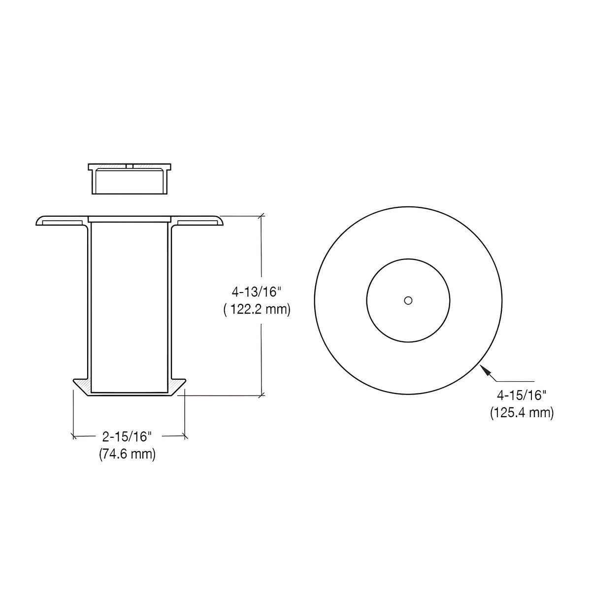 CRL Brushed Stainless Floor Socket With Cap for 2" Tubing