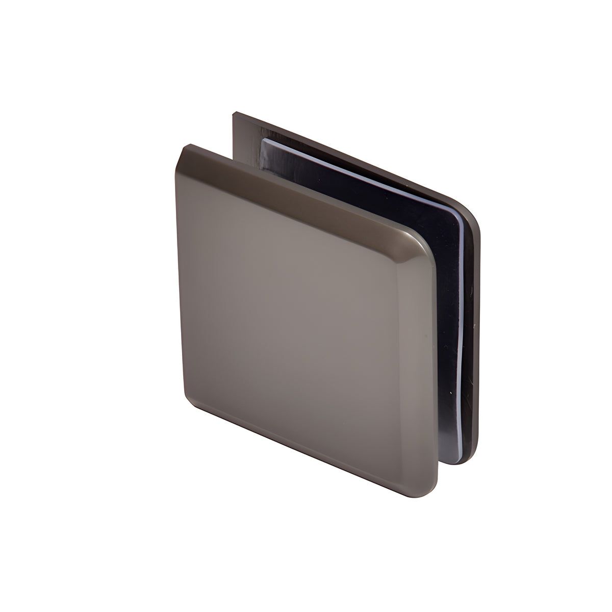 CRL Matte Gun Metal Beveled Hole-in-Glass Style Wall Mount Heavy-Duty Glass Clamp