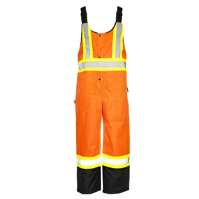 Winter Traffic Bib Overalls, 4" Refl. Tape, Orange / Black, Medium