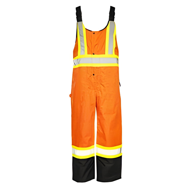 Winter Traffic Bib Overalls, 4" Refl. Tape, Orange / Black, Small