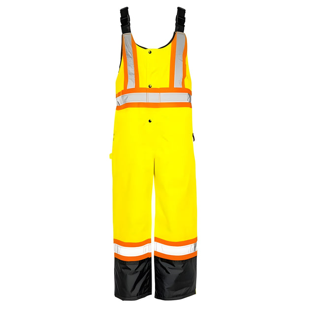 Winter Traffic Bib Overalls, 4" Refl. Tape, Yellow / Black, Medium
