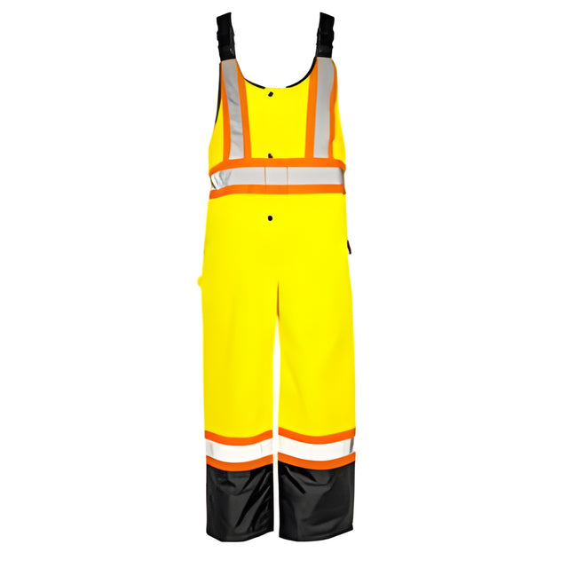 Winter Traffic Bib Overalls, 4" Refl. Tape, Yellow / Black, X-Large