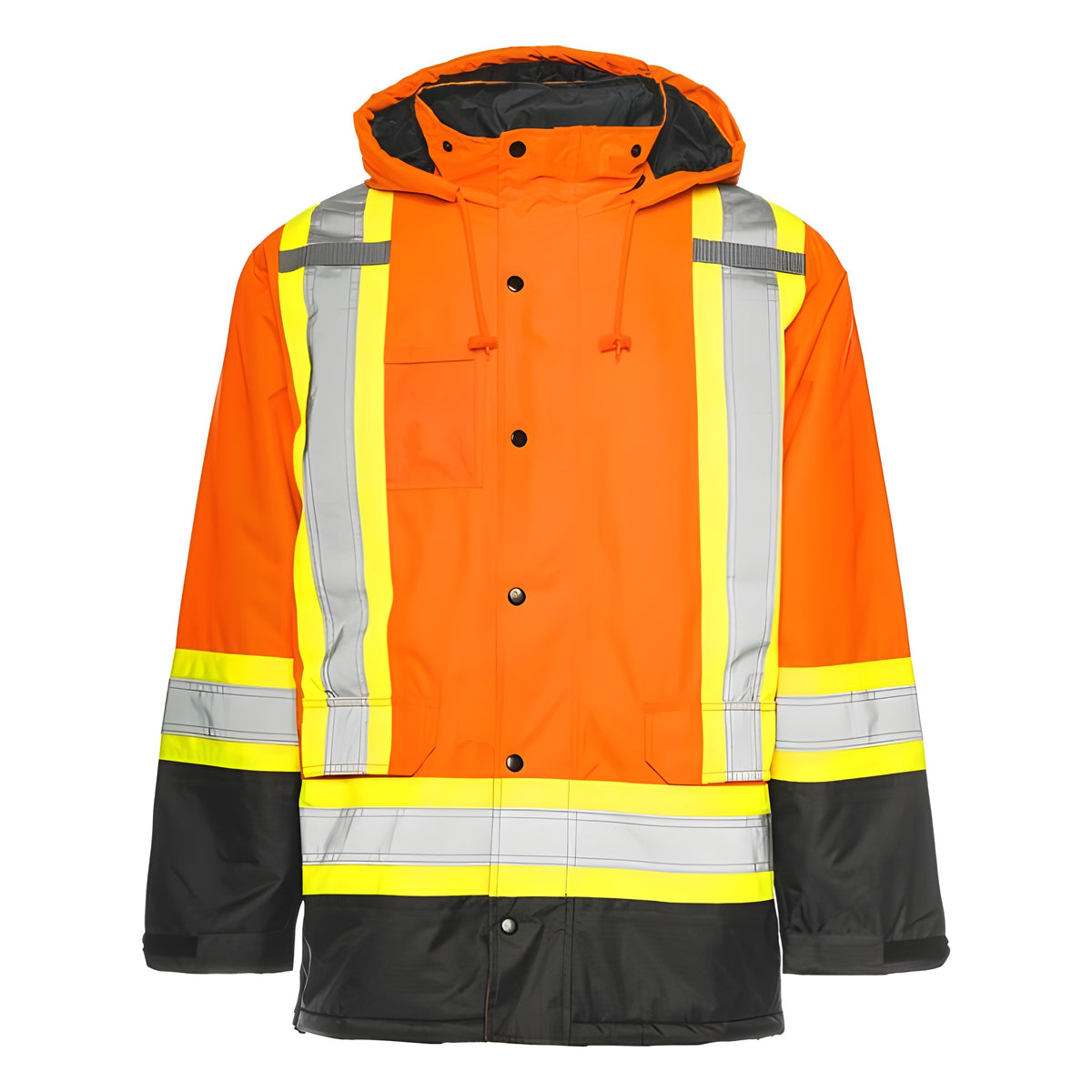 Winter Traffic Parka, 4" Reflective Tape, Orange / Black, Small- 1 Each