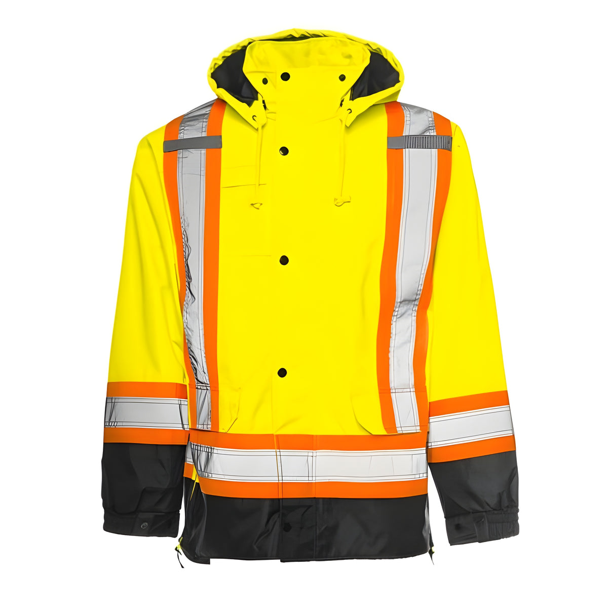 6 - in -1 Winter Traffic Parka, 4" Reflective Tape, Yellow / Black, 5XL- 1 Each
